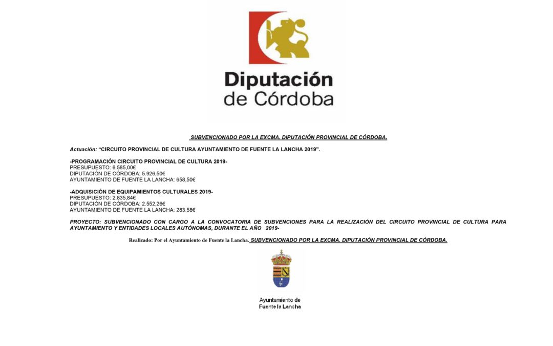 CIRCUITO DE CULTURA 2019.DIPUTACION DE CORDOBA.