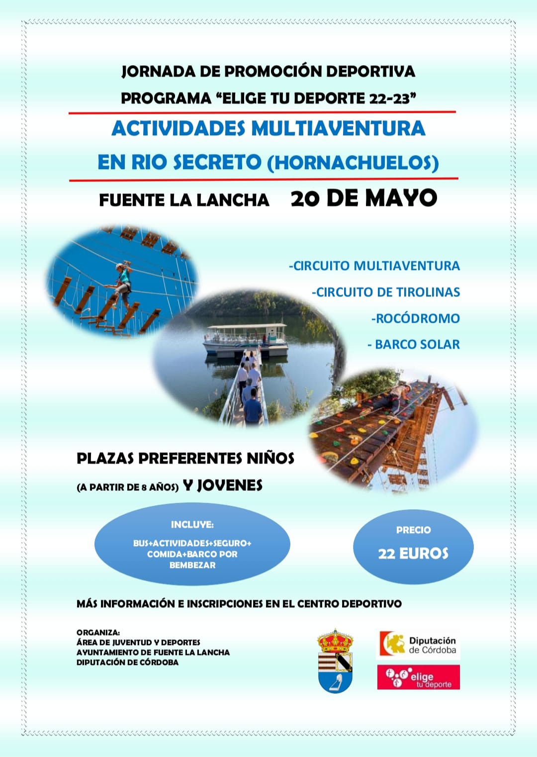 Cartel Jornada Multiaventura 20-mayo-2023 en Río Secreto-Hornachuelos